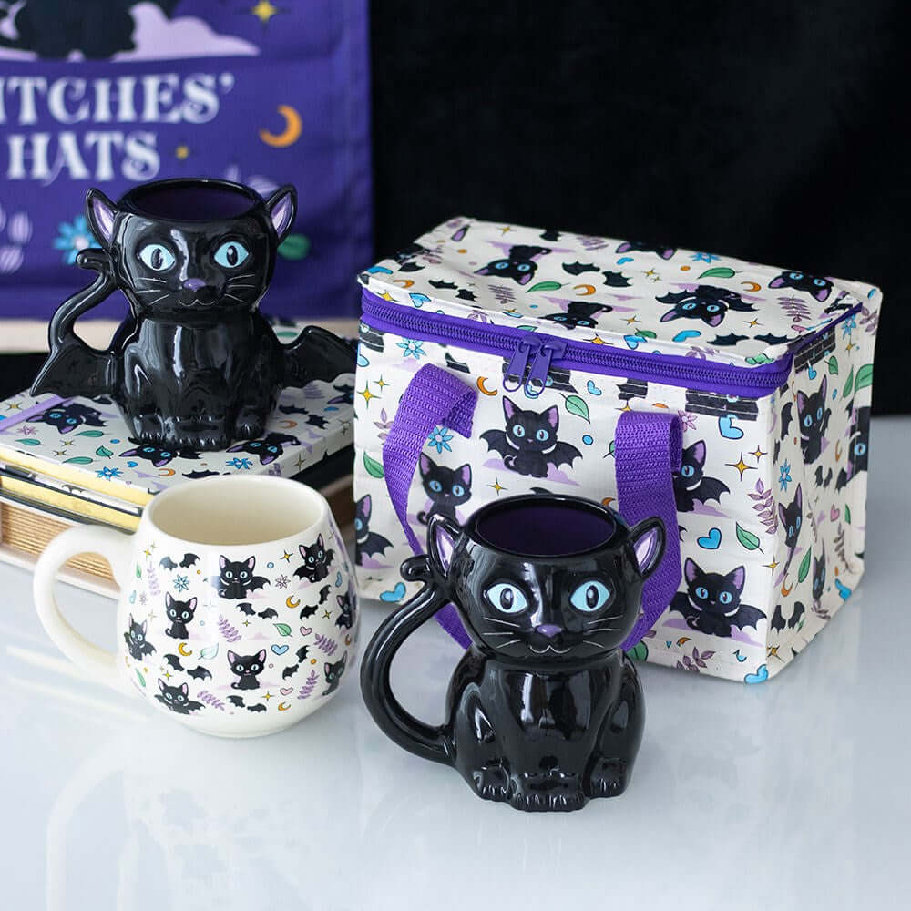 Gothic Gifts Cute and Creepy Cat Print Lunch Bag - DevilGothic DevilGothic
