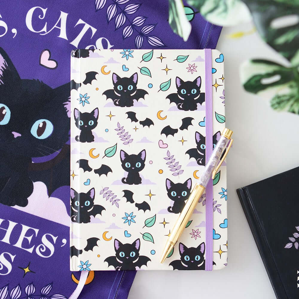 Gothic Gifts Cute and Creepy Print A5 Notebook with Amethyst Pen - DevilGothic DevilGothic