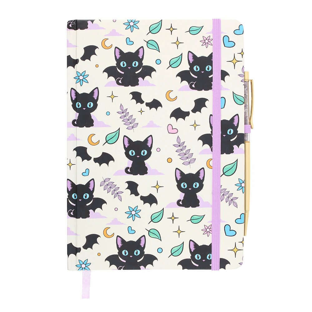 Gothic Gifts Cute and Creepy Print A5 Notebook with Amethyst Pen - DevilGothic DevilGothic