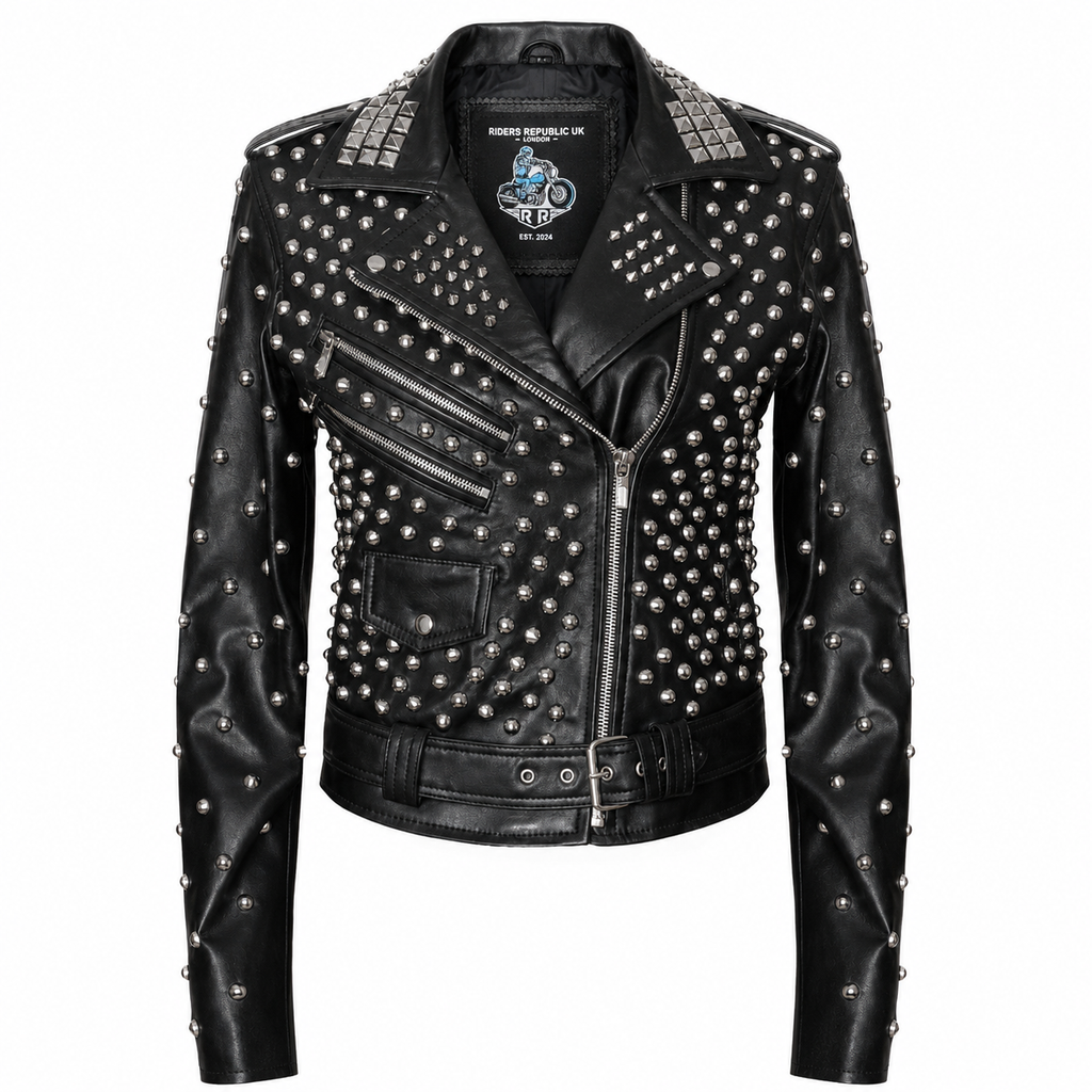 Women’s Black Studded Brando Leather Jacket