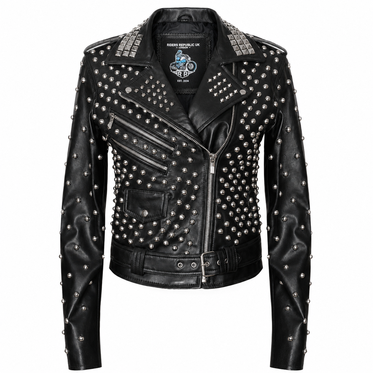 Women’s Black Studded Brando Leather Jacket