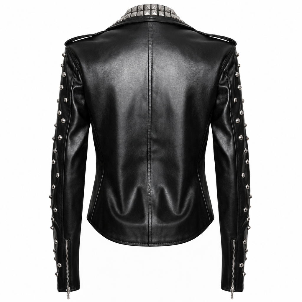 Women’s Black Studded Brando Leather Jacket