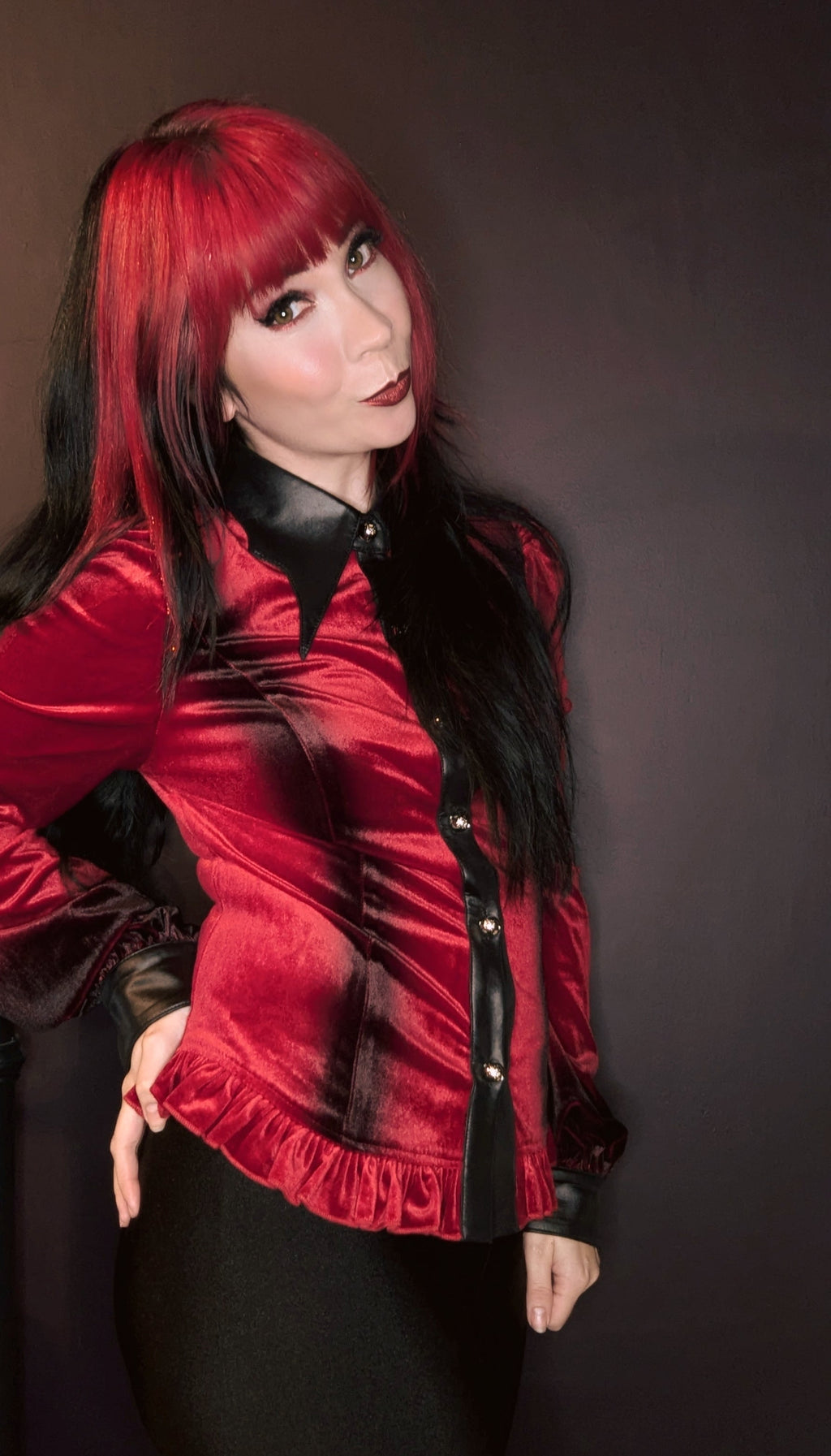 Punk Rave Fawn Gradient Printed Shirt in Red - DevilGothic DevilGothic