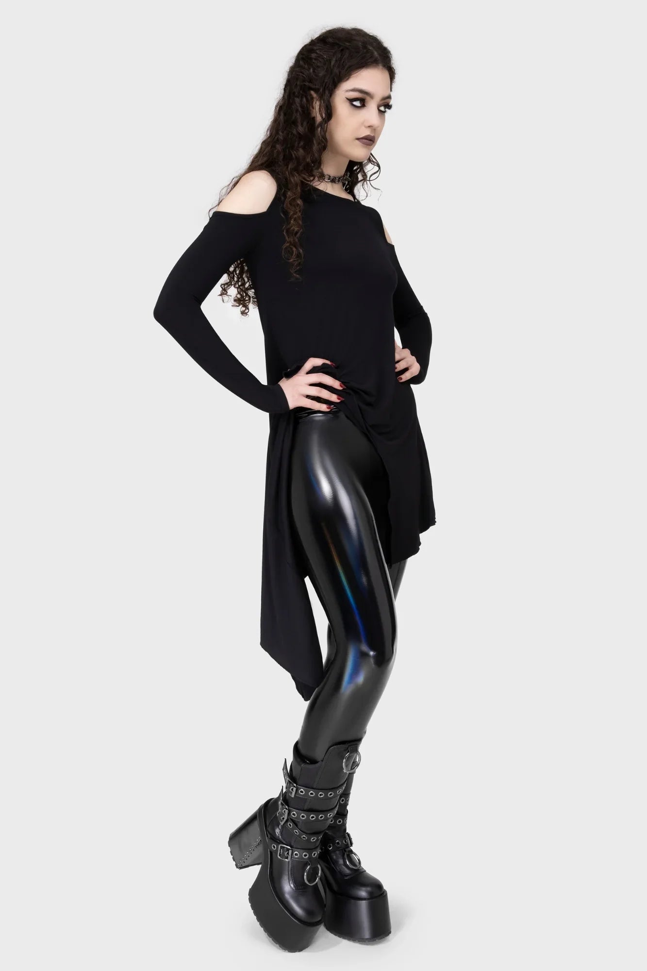 Killstar Darkwaves & Raves Hi-Shine PU Leggings - Sizes UK 16 & 22 Left Only! - DevilGothic DevilGothic