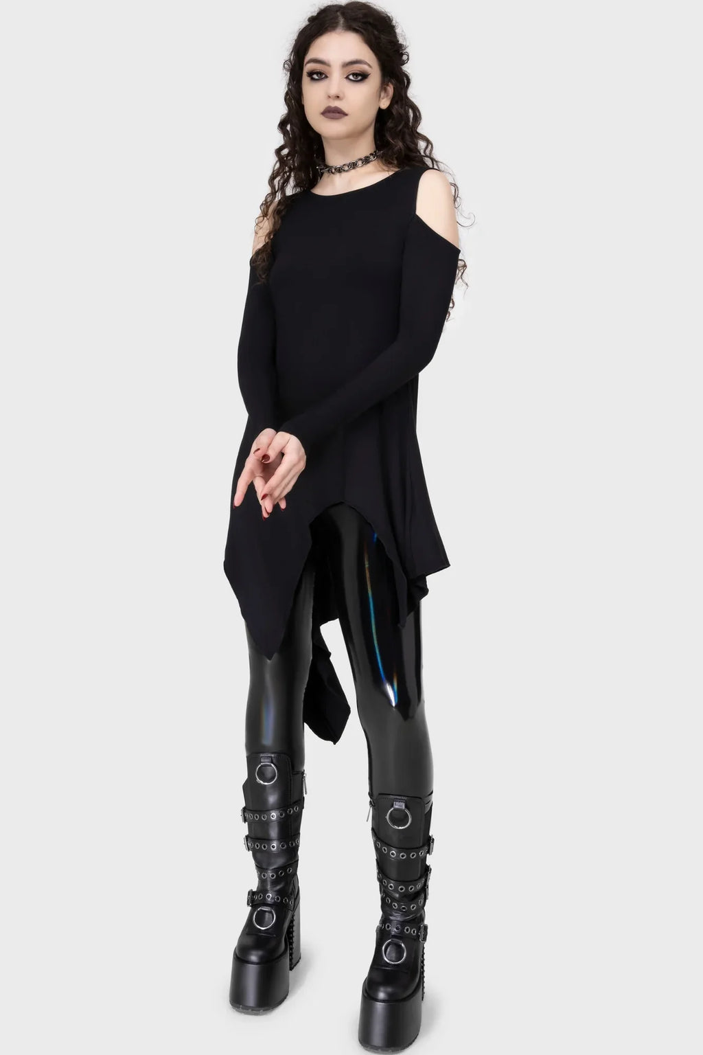 Killstar Darkwaves & Raves Hi-Shine PU Leggings - Sizes UK 16 & 22 Left Only! - DevilGothic DevilGothic