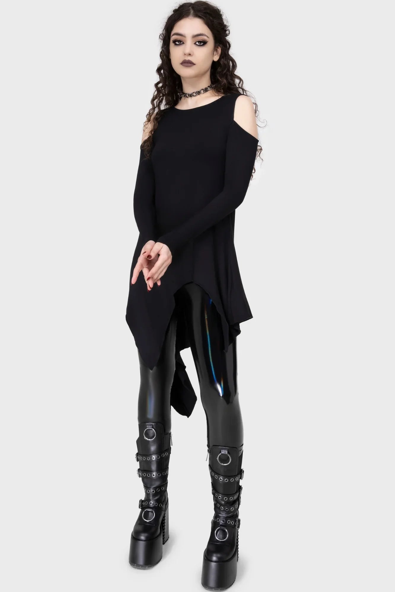 Killstar Darkwaves & Raves Hi-Shine PU Leggings - Sizes UK 16 & 22 Left Only! - DevilGothic DevilGothic