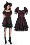Dark in Love Red Black Lace Princess Dress with Stars Lace