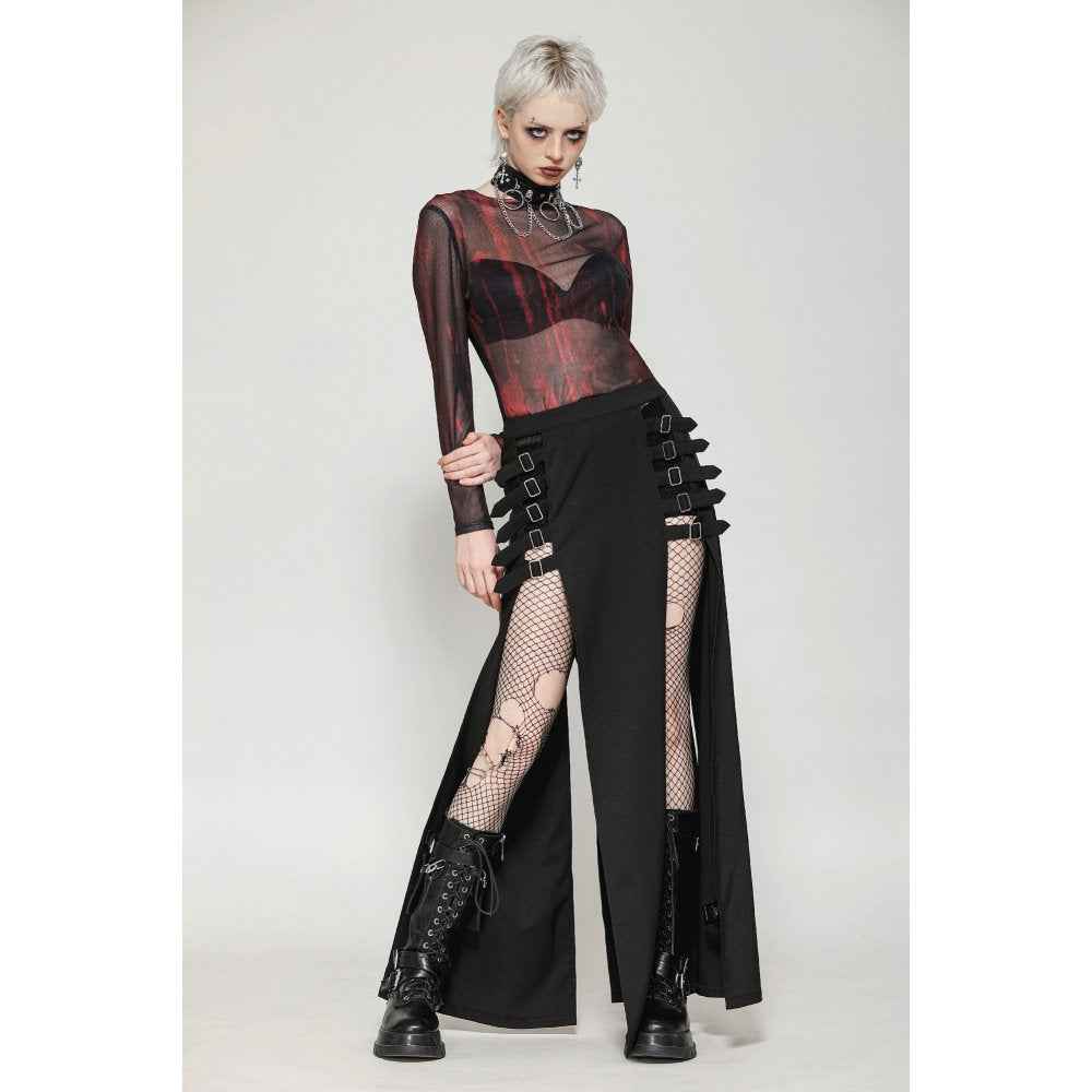 Dark in Love Phoenix Black Slit Metal Long Skirt