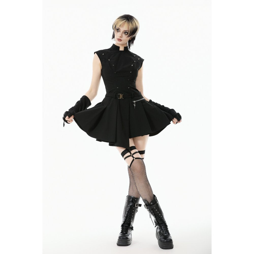 Dark in Love Cassia Buckled Pleated Dress - DevilGothic DevilGothic