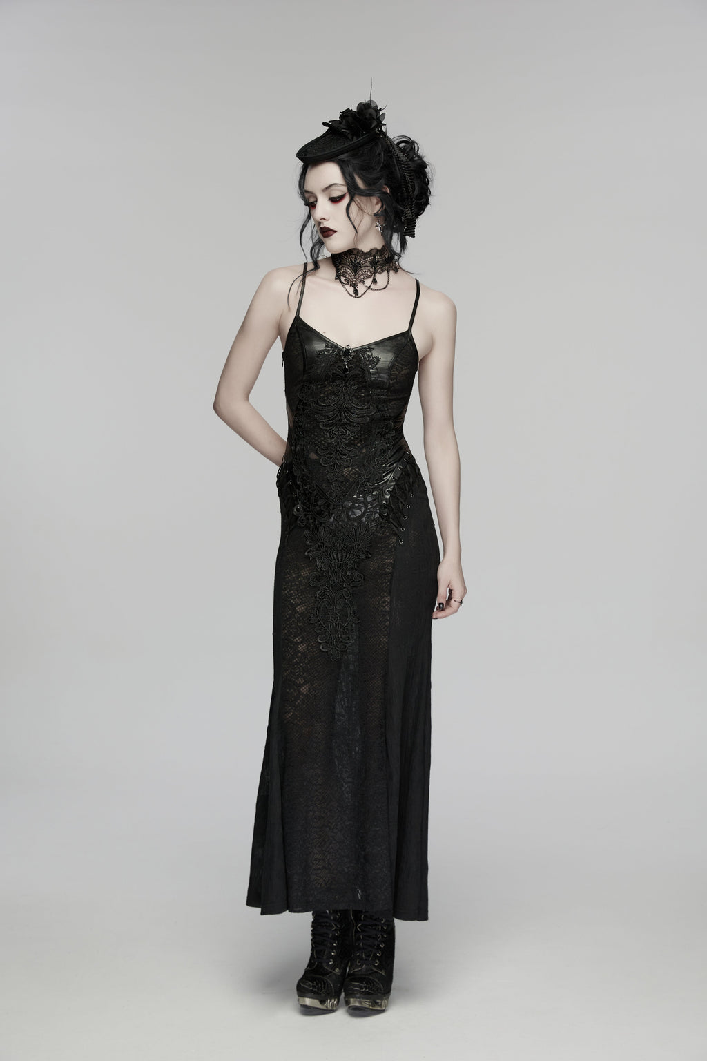 Punk Rave  Goth Rose Ribbon Formal Hat