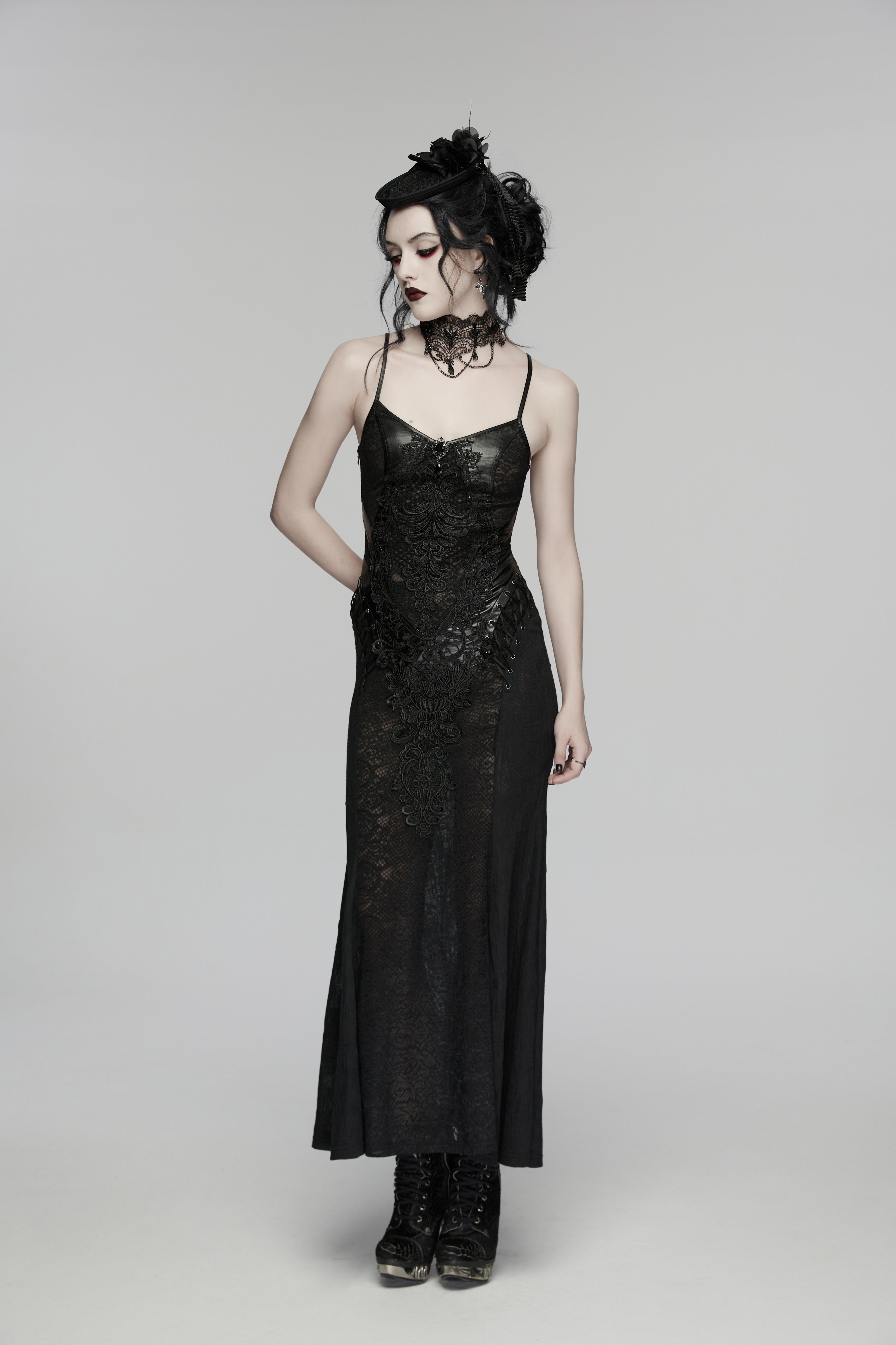 Punk Rave  Goth Rose Ribbon Formal Hat