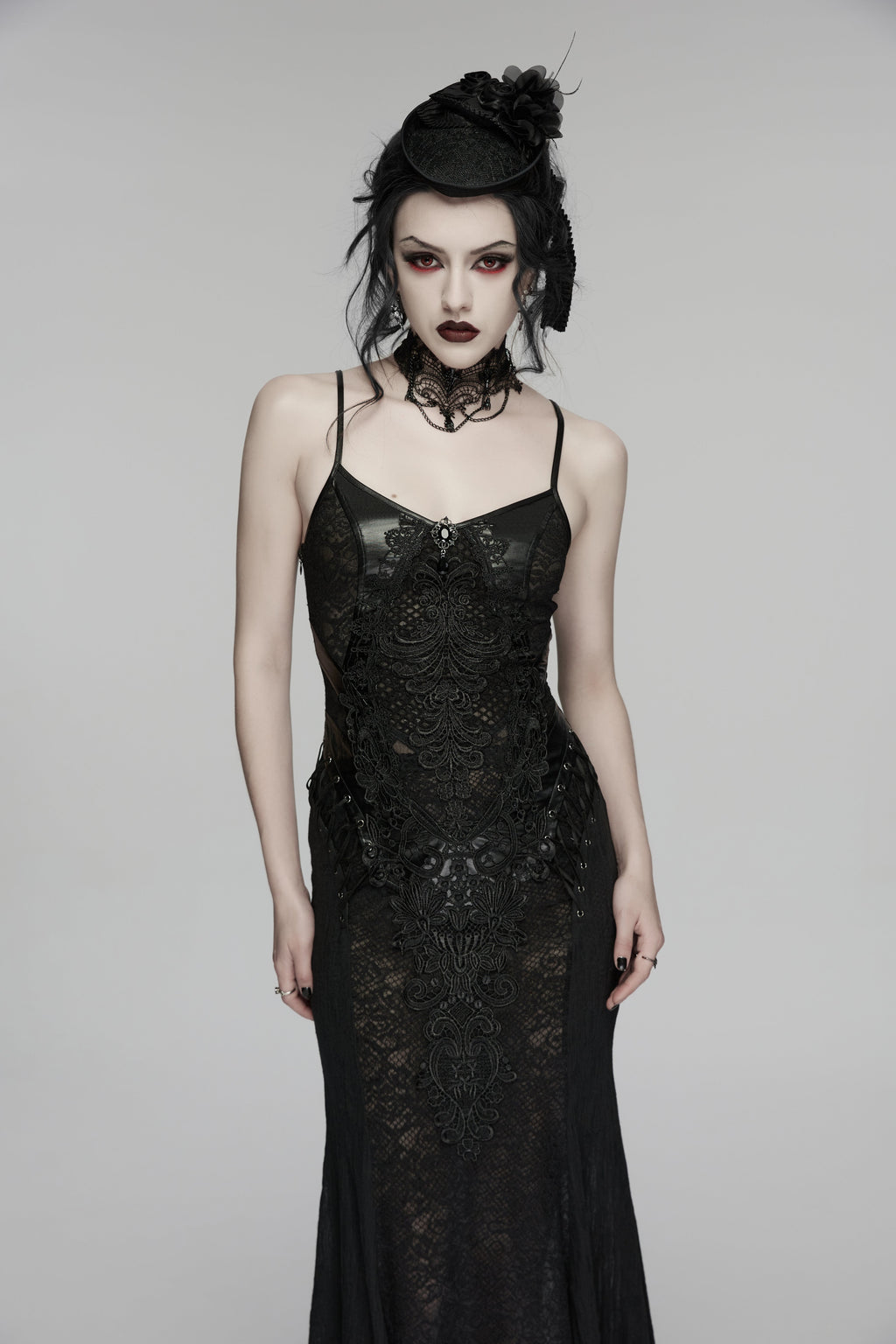 Punk Rave  Goth Rose Ribbon Formal Hat