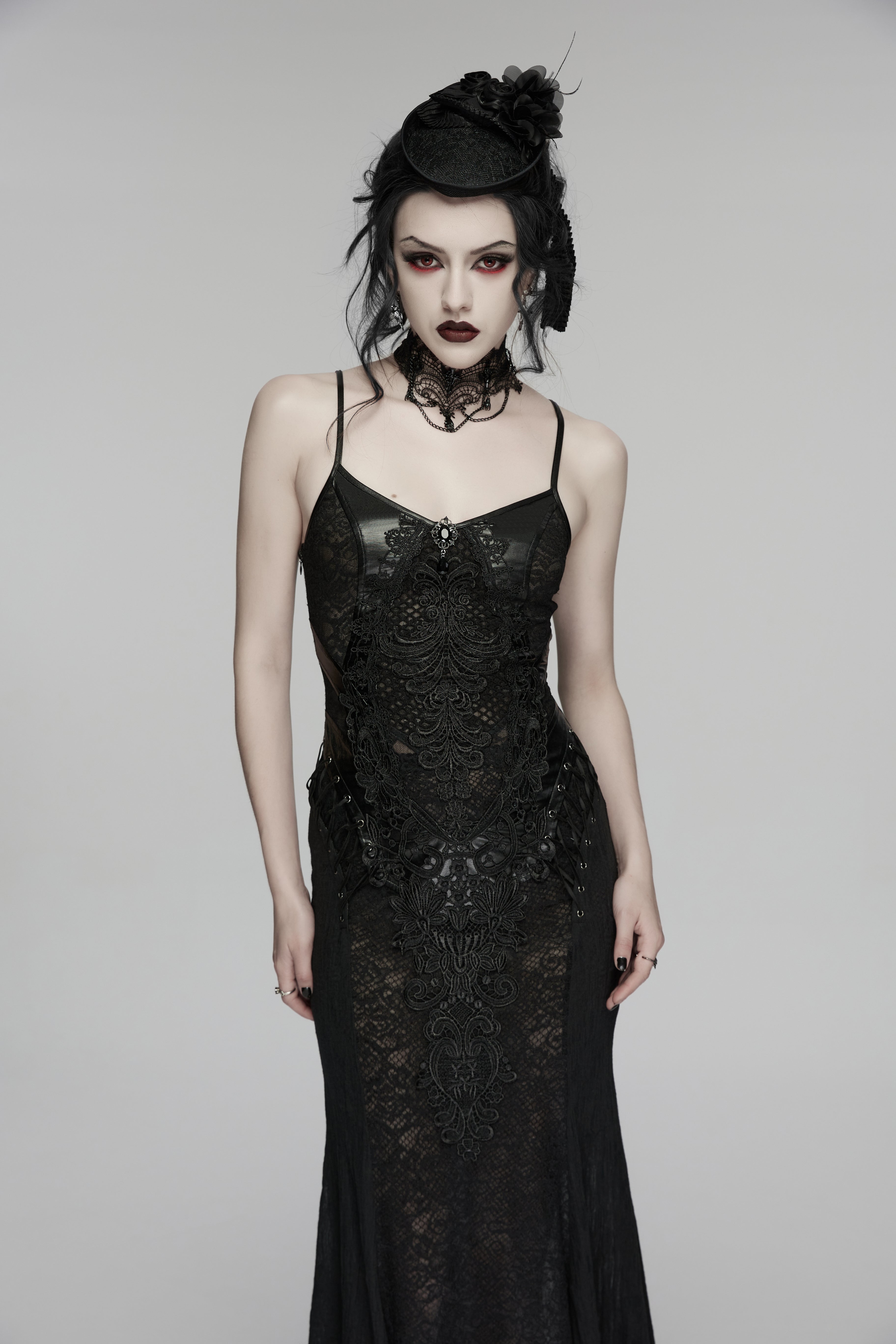 Punk Rave  Goth Rose Ribbon Formal Hat