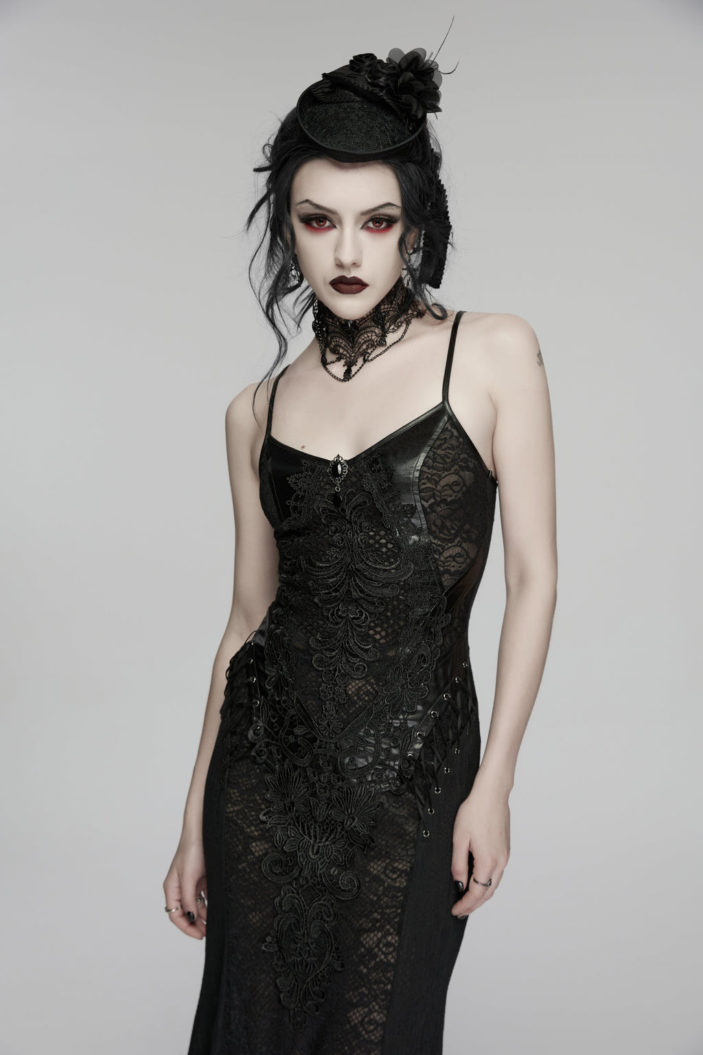 Punk Rave  Goth Rose Ribbon Formal Hat