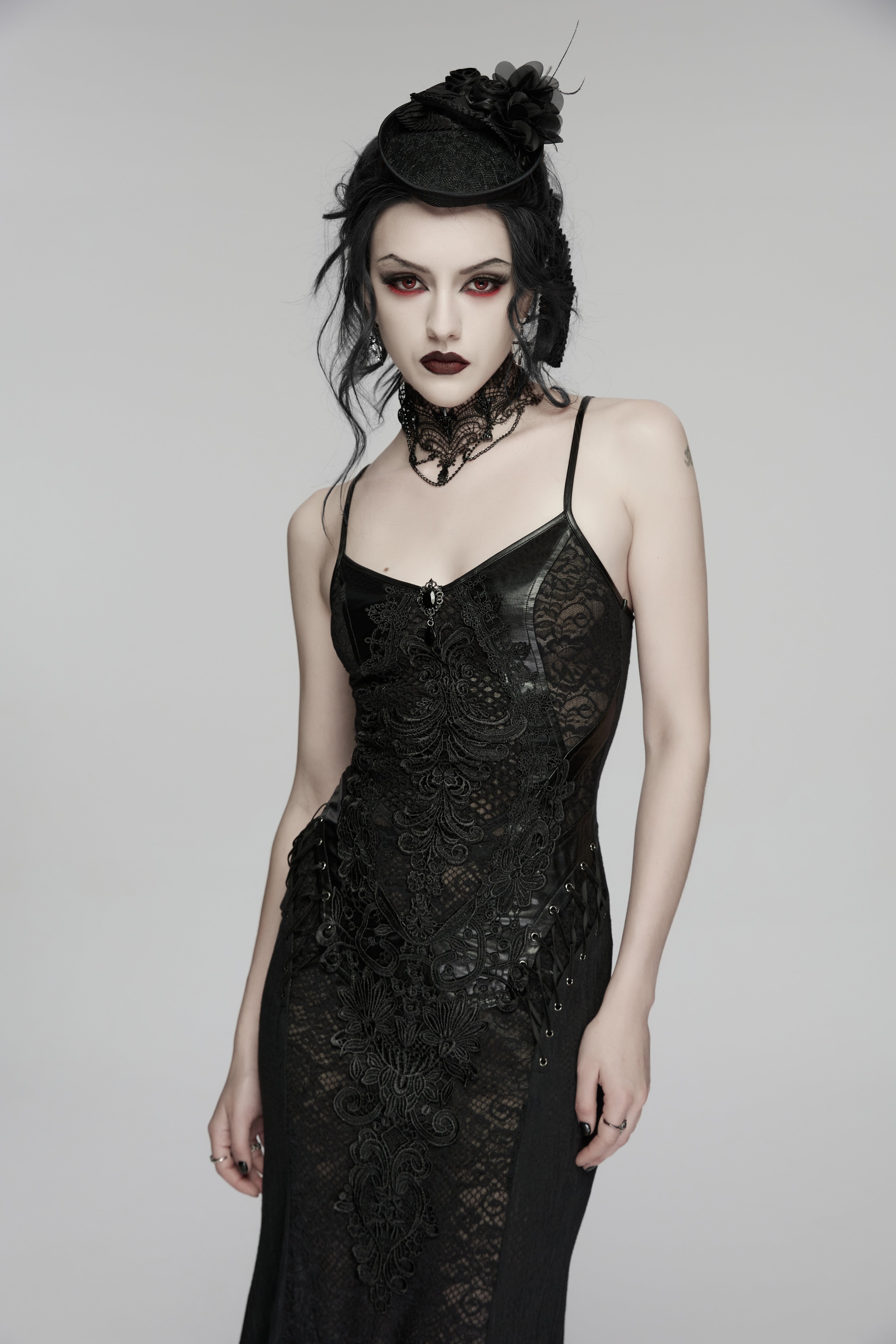 Punk Rave  Goth Rose Ribbon Formal Hat
