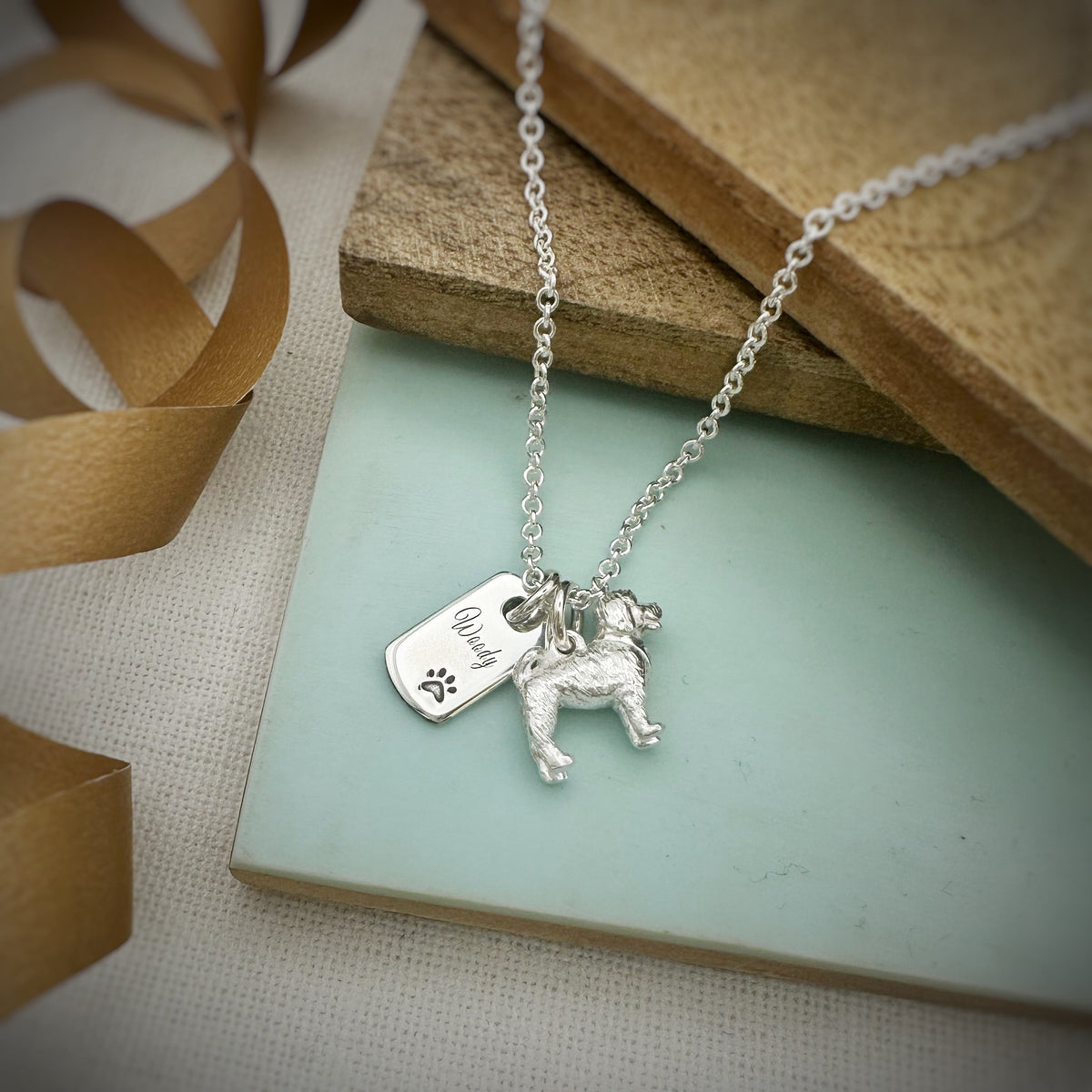 Cockapoo Personalised Silver Dog Tag Necklace