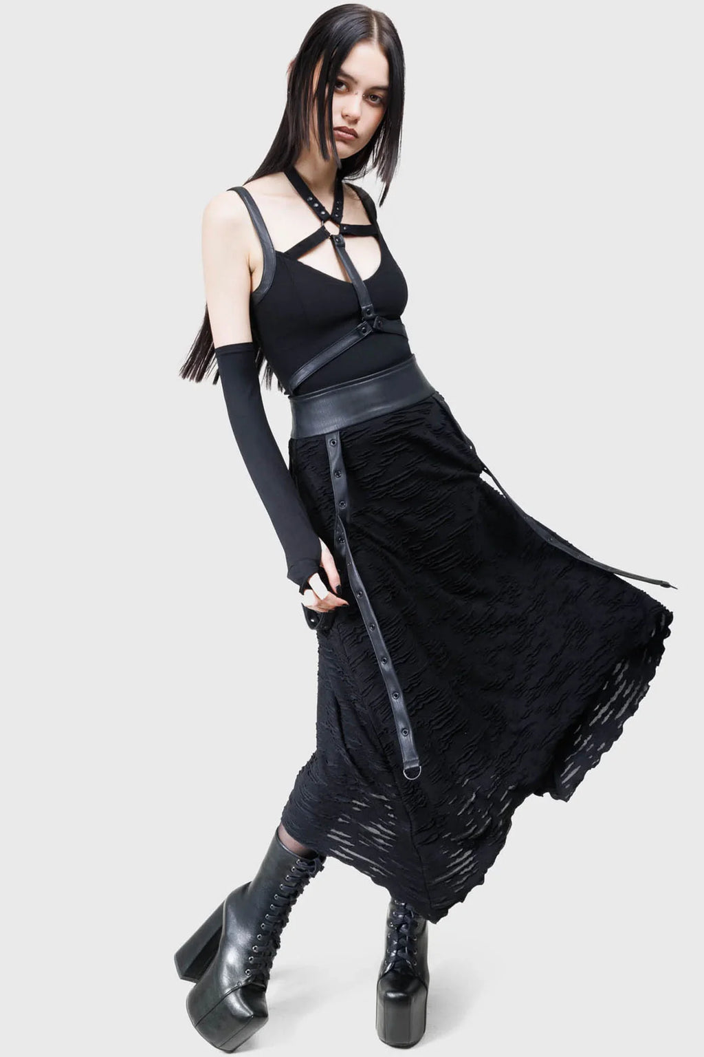Killstar Gloomara Textured Jersey Skirt - DevilGothic DevilGothic