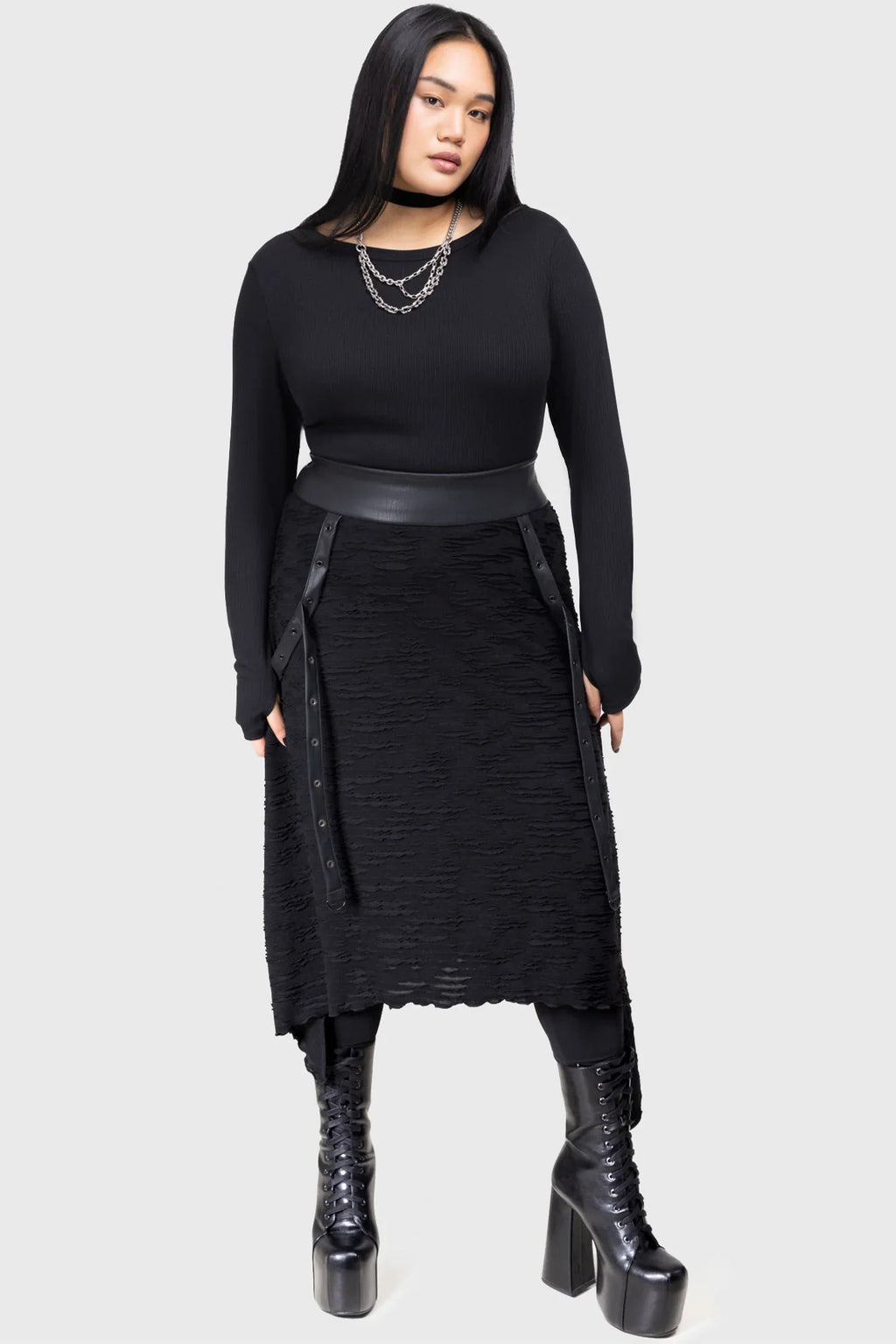 Killstar Gloomara Textured Jersey Skirt - DevilGothic DevilGothic