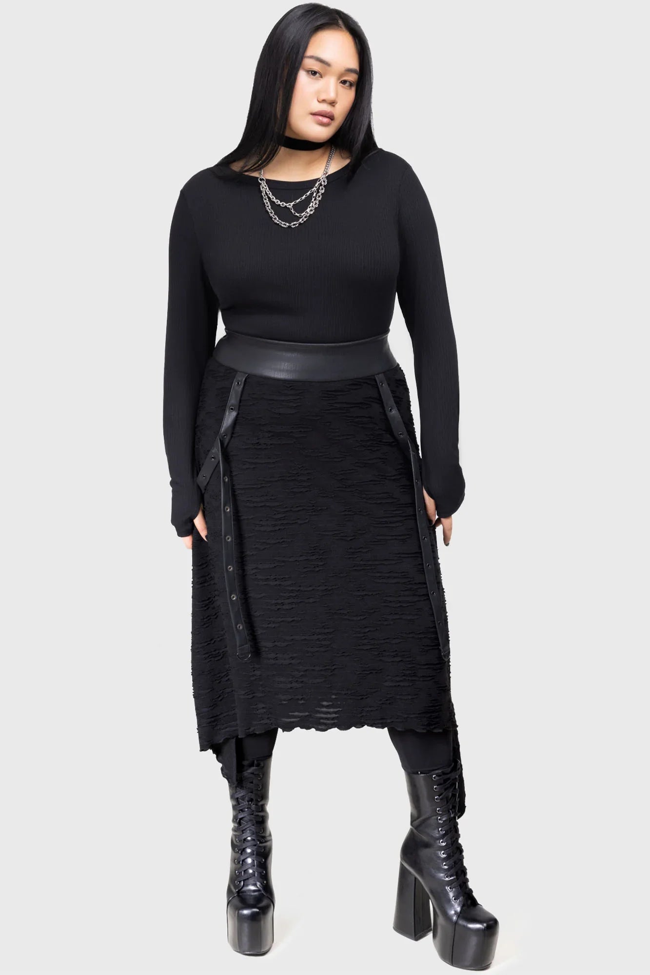 Killstar Gloomara Textured Jersey Skirt - DevilGothic DevilGothic