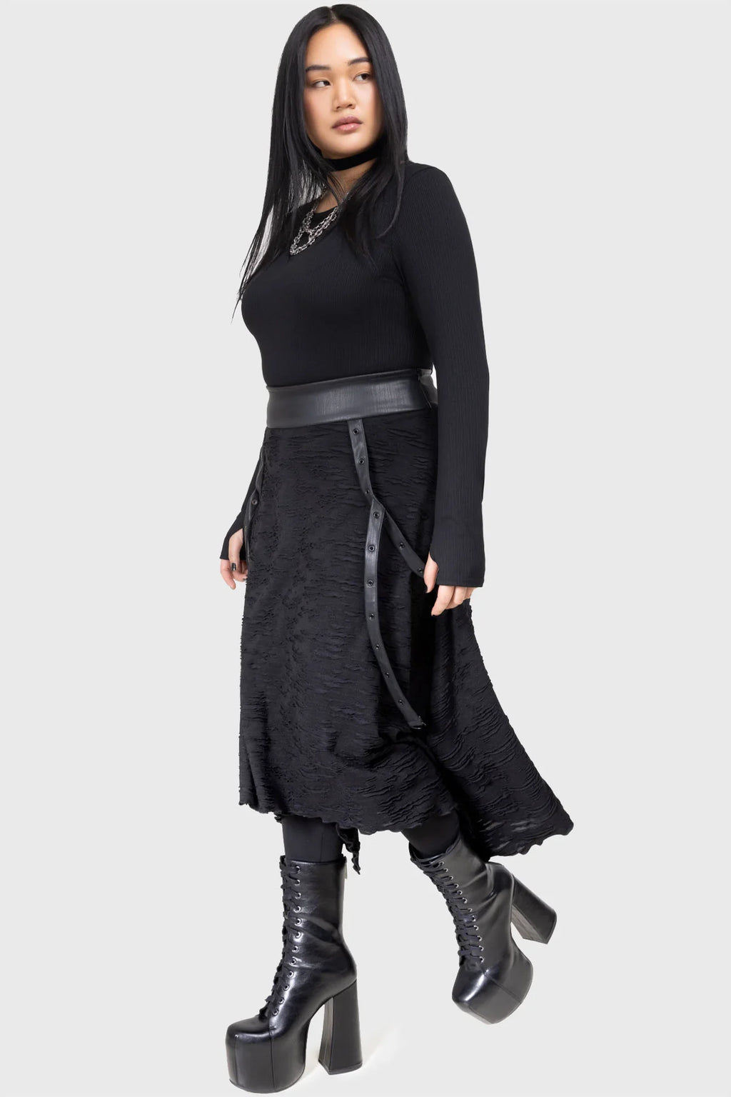 Killstar Gloomara Textured Jersey Skirt - DevilGothic DevilGothic