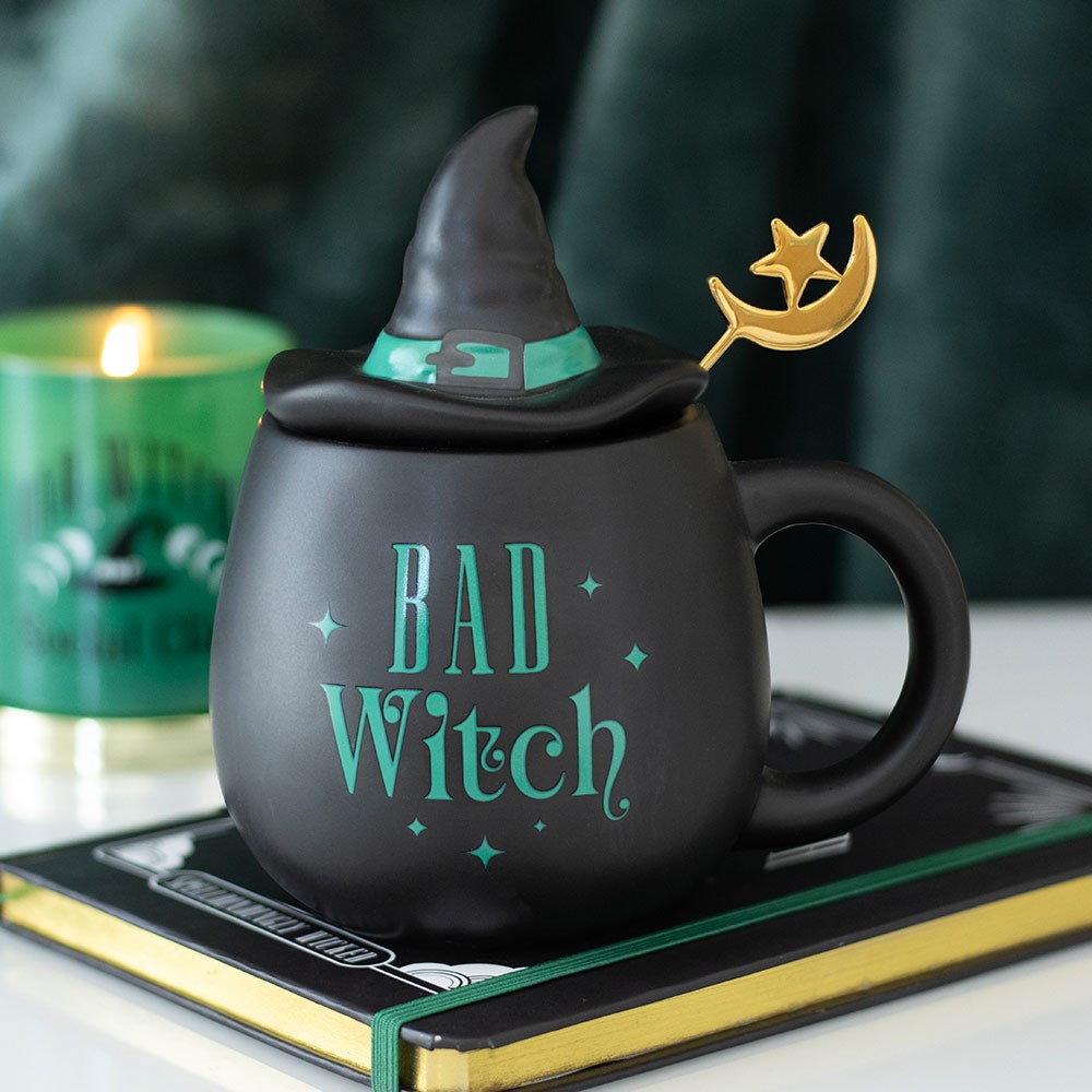 Witch Cauldron Mug Lid Spoon Gothic Witchy Cup - DevilGothic DevilGothic