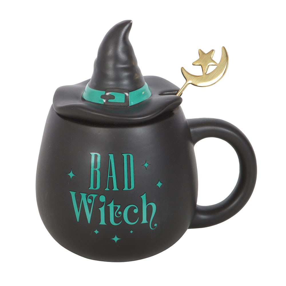 Witch Cauldron Mug Lid Spoon Gothic Witchy Cup - DevilGothic DevilGothic