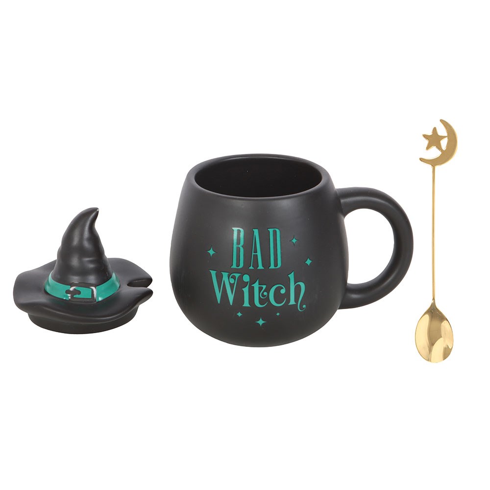Witch Cauldron Mug Lid Spoon Gothic Witchy Cup - DevilGothic DevilGothic