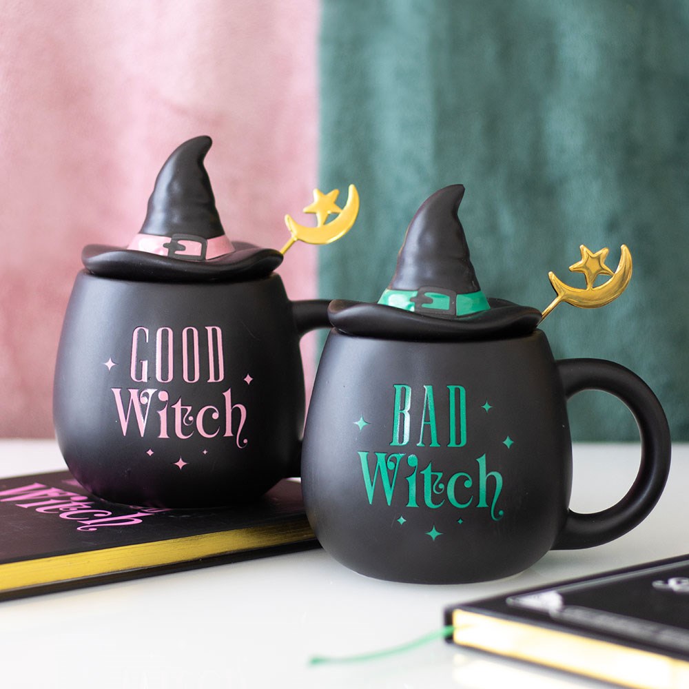 Witch Cauldron Mug Lid Spoon Gothic Witchy Cup - DevilGothic DevilGothic