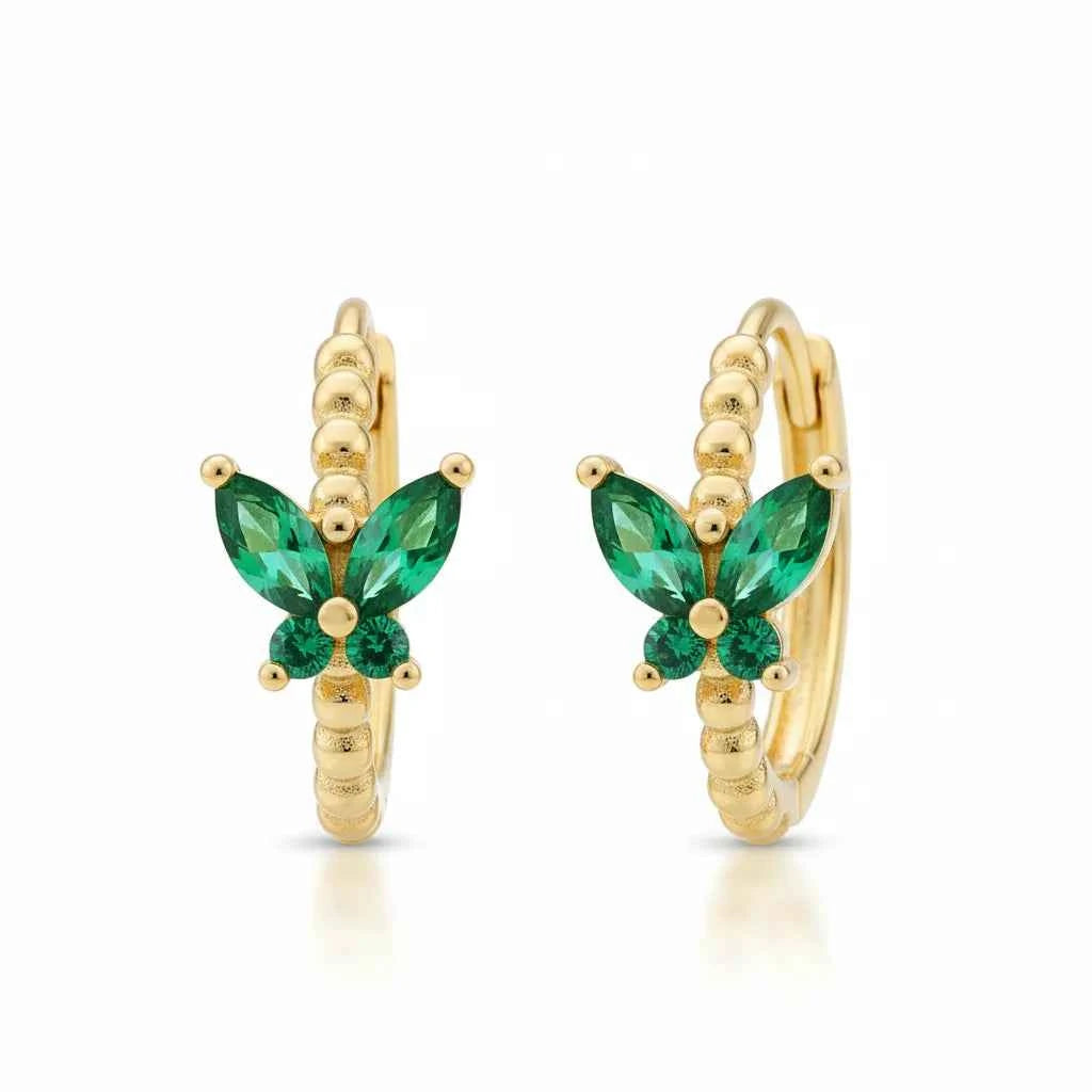 Butterfly Gem Hoop Earrings
