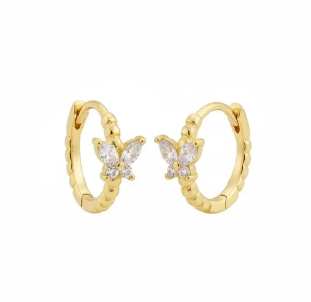 Butterfly Gem Hoop Earrings