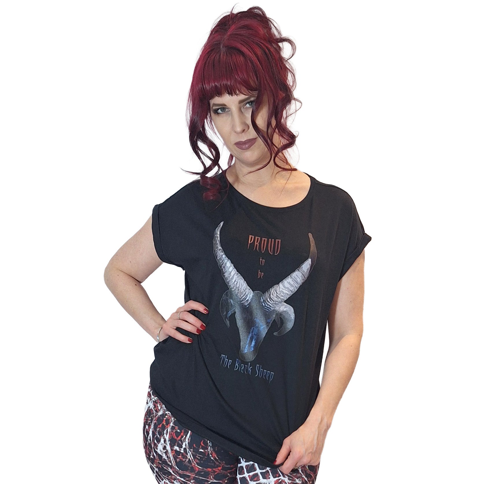 Proud to be The Black Sheep Women's Extended Shoulder T-Shirt XS-5XL - DevilGothic DevilGothic
