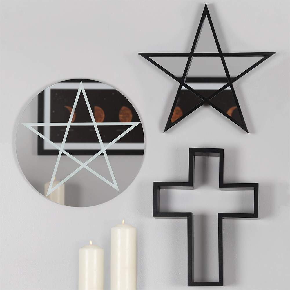 Gothic Gifts Black Framed Pentagram Mirror - DevilGothic DevilGothic