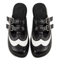 Chocolaticas® Havana Clogs – Gothic Black & White Brogue Vegan Slip-Ons - DevilGothic DevilGothic