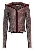 Banned Apparel Liora Red Metallic Fishnet Hoodie - DevilGothic DevilGothic