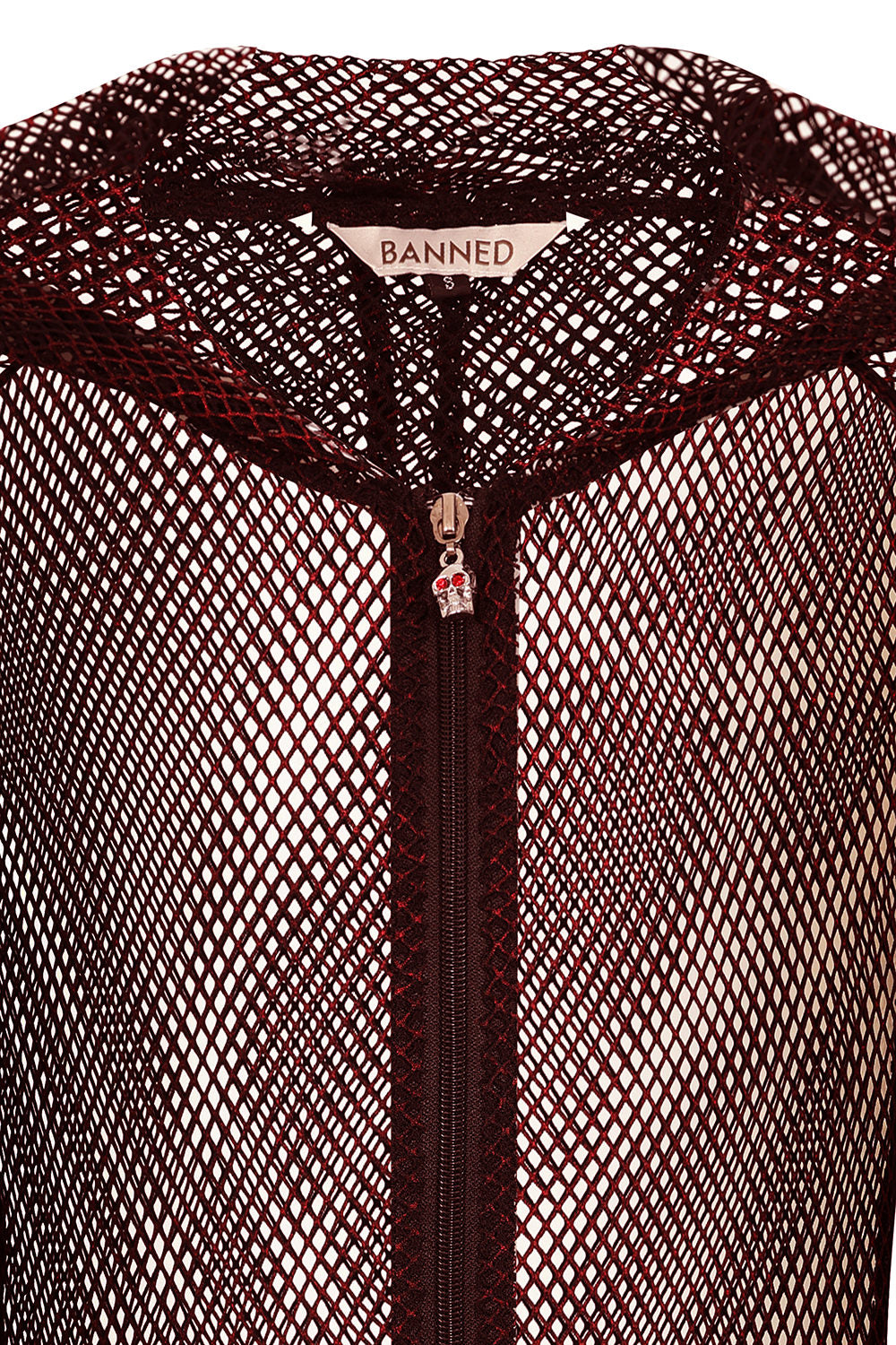 Banned Apparel Liora Red Metallic Fishnet Hoodie - DevilGothic DevilGothic