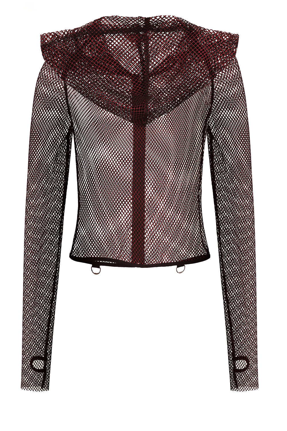 Banned Apparel Liora Red Metallic Fishnet Hoodie - DevilGothic DevilGothic