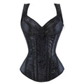 Gothic Jacquard Straps Overbust Corset Sexy Waist Cincher Bustier