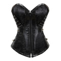 Black Pu Leather Overbust Corset and Bustiers Tops Gothic Corsets Body Shaper Lingerie Women Steampunk Retro Waist Cincher - DevilGothic DevilGothic