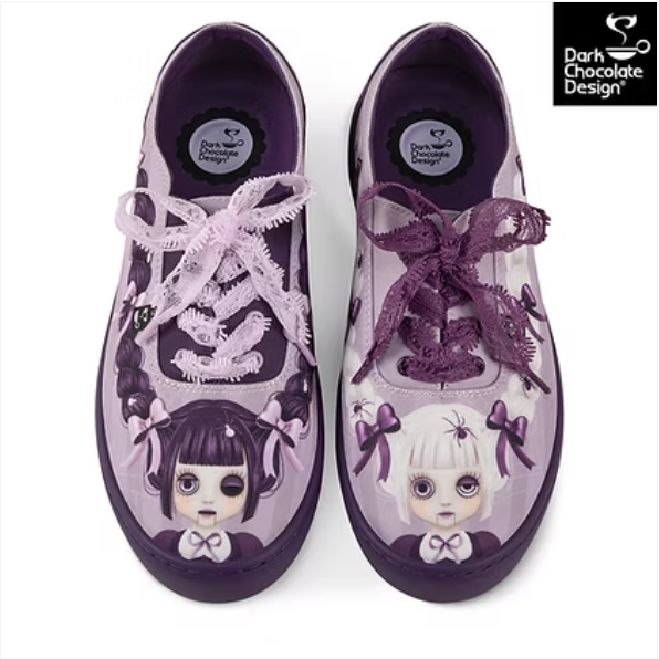 Chocolaticas® Nocturna Sisters – Gothic Dollface Lace-Up Sneakers - DevilGothic DevilGothic