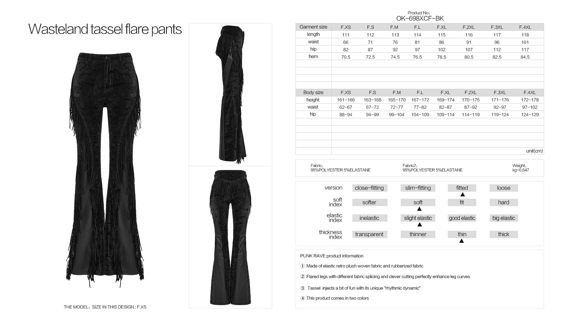 Punk Rave Morrigan Wasteland Tassel Flare Goth Trousers In Black - DevilGothic DevilGothic