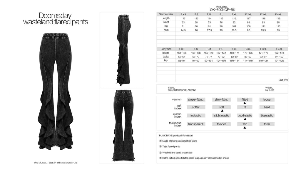 Punk Rave Breen Doomsday Wasteland Bell Flared Trousers - DevilGothic DevilGothic