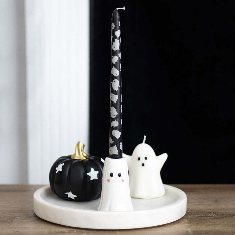 Gothic Gifts Sweet Ghost Candle Holder with Taper Candle - DevilGothic DevilGothic