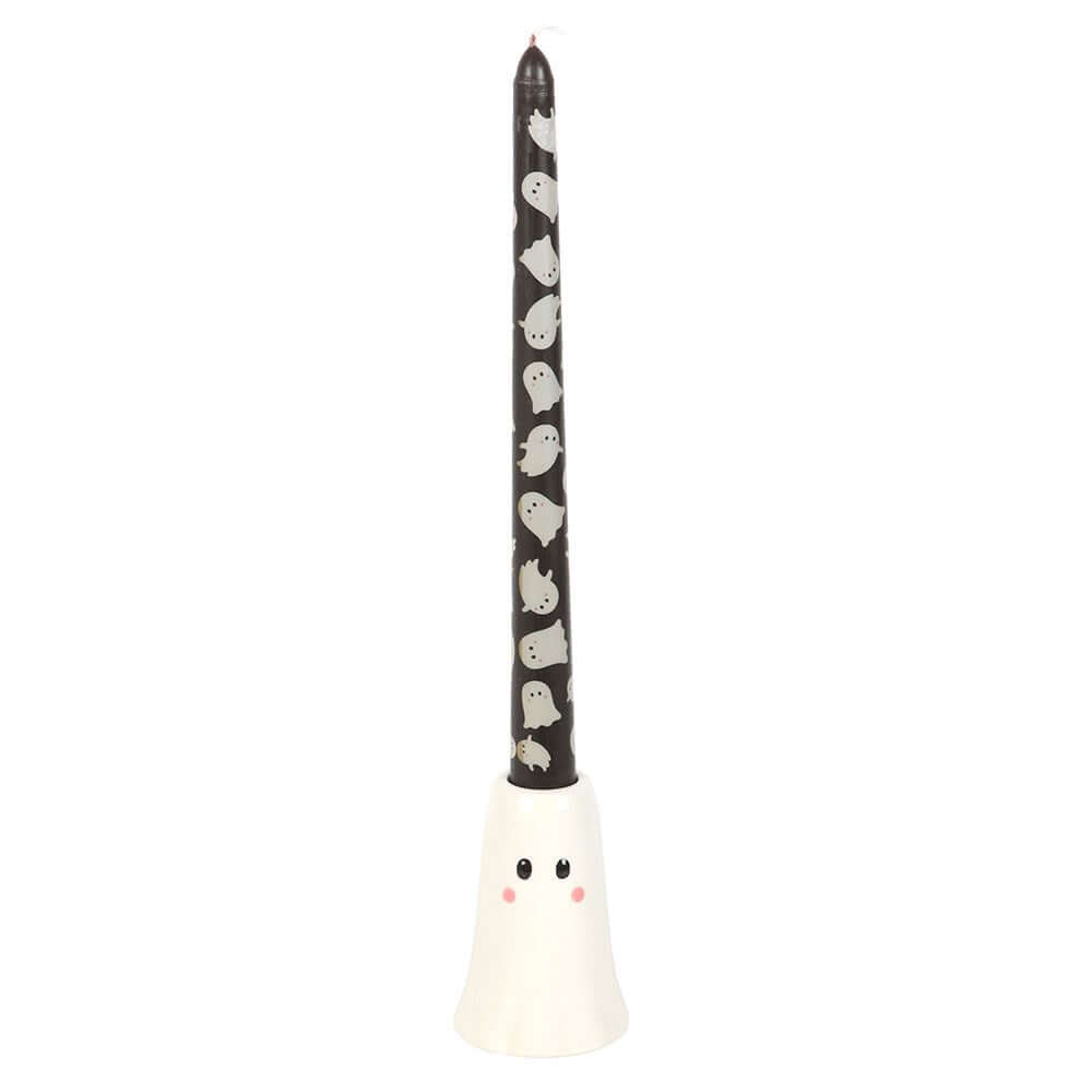 Gothic Gifts Sweet Ghost Candle Holder with Taper Candle - DevilGothic DevilGothic