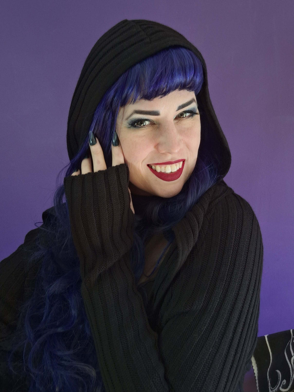 Necessary Evil Ribbed Sabrina Draped Cardigan with Hood - DevilGothic DevilGothic