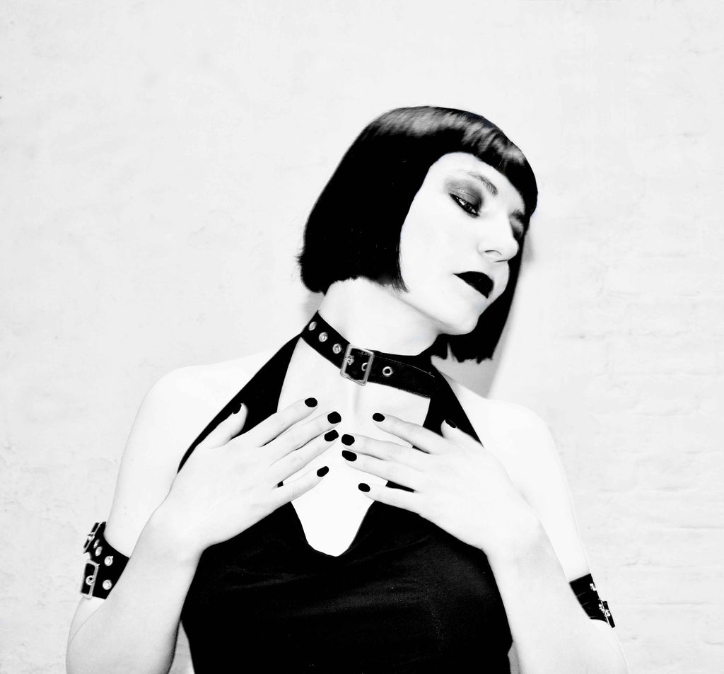 Necessary Evil Aphrodite Plunge Cowl Neck Top - Faux Leather Gothic Going Out Top