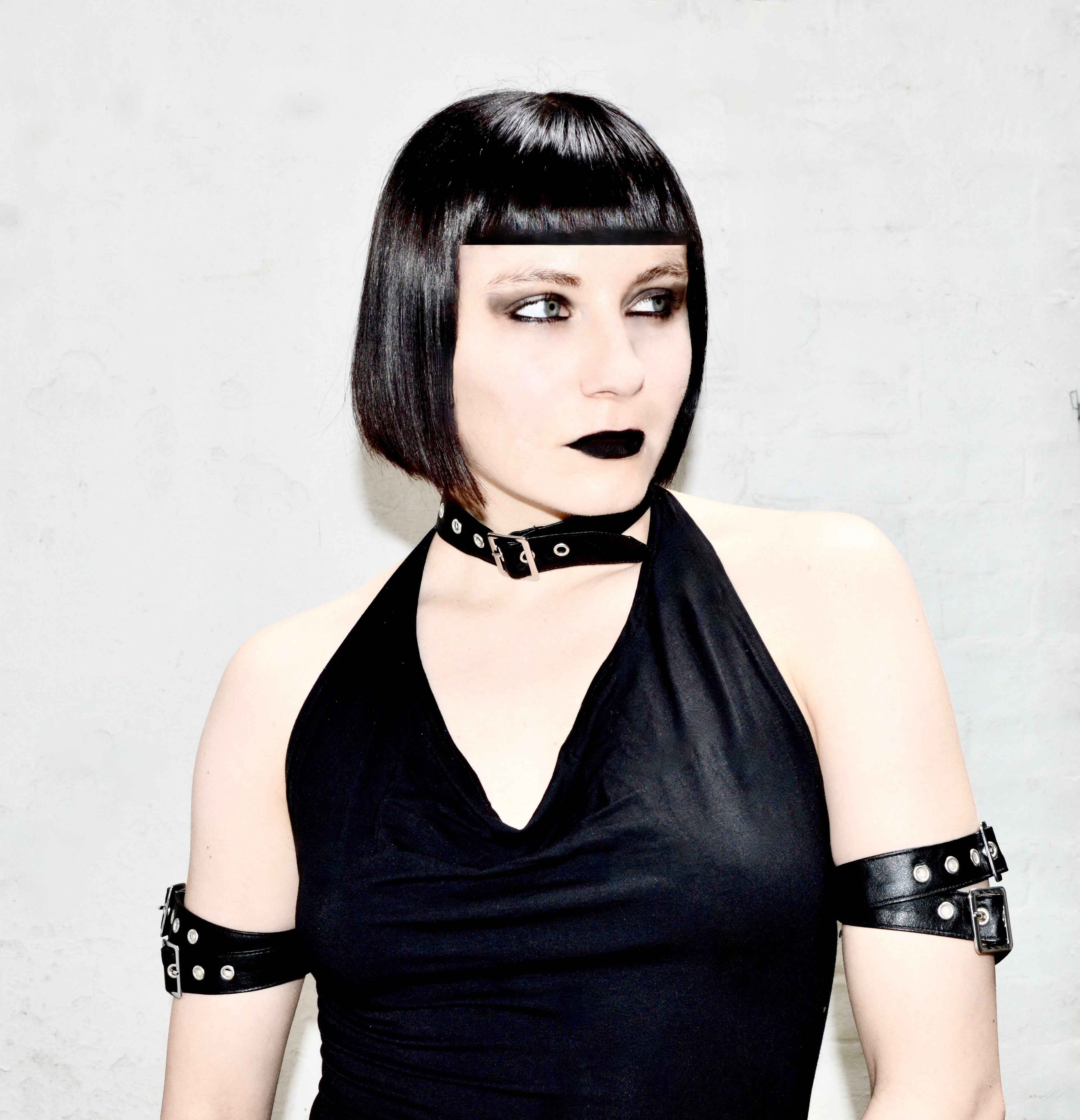 Necessary Evil Aphrodite Plunge Cowl Neck Top - Faux Leather Gothic Going Out Top