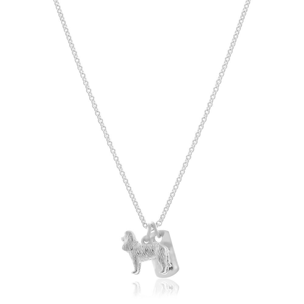 King Charles Spaniel Personalised Silver Dog Tag Necklace