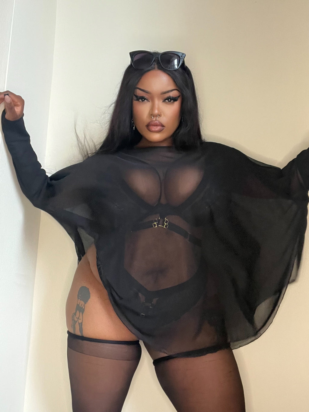 Necessary Evil Circe Gothic Sheer Black Mesh Top - Flowing Layering Piece UK Made - DevilGothic DevilGothic