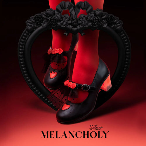 Chocolaticas® Melancholy – Gothic Rose & Lace Mid Heels - DevilGothic DevilGothic
