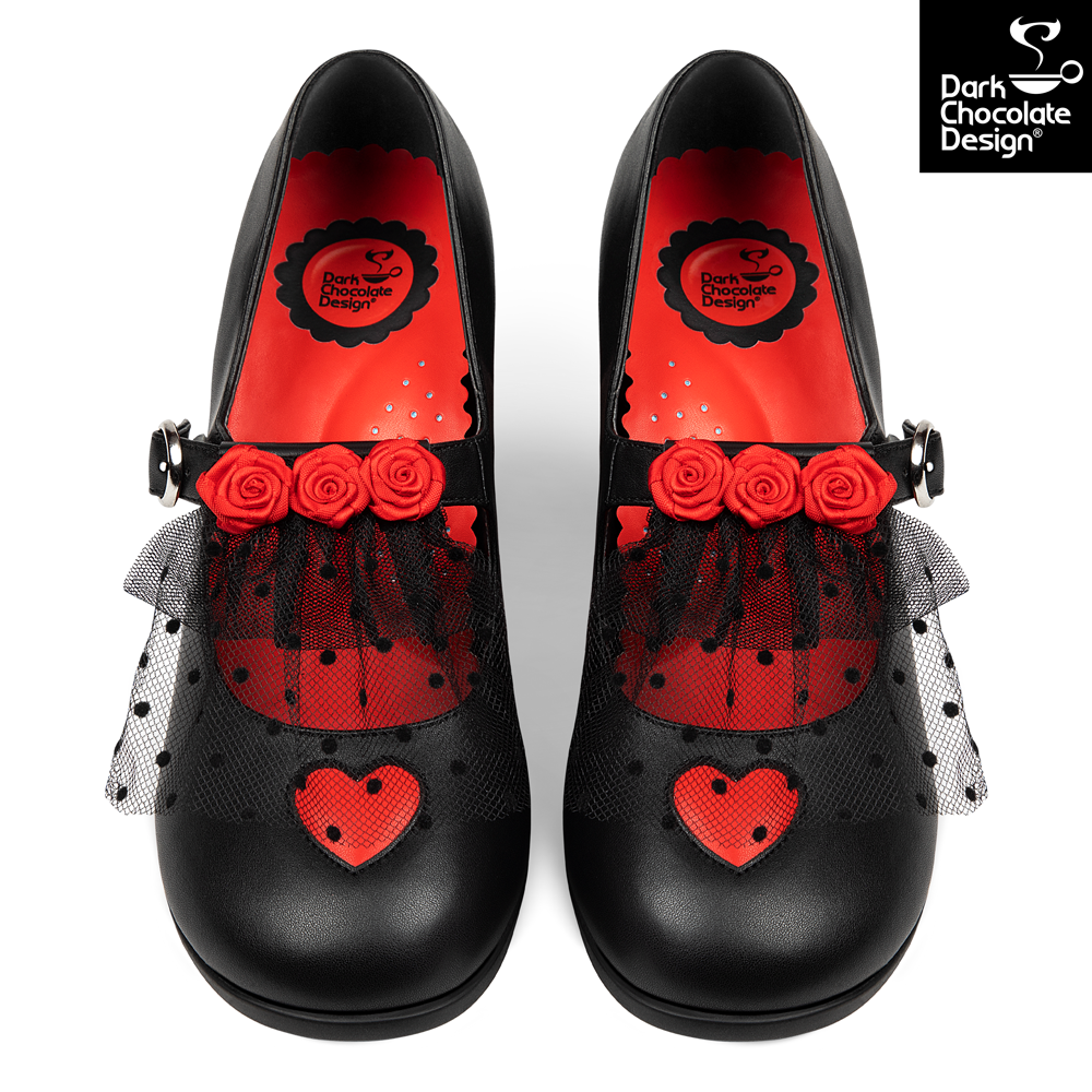 Chocolaticas® Melancholy – Gothic Rose & Lace Mid Heels - DevilGothic DevilGothic